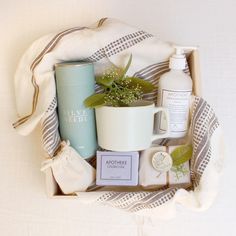 an assortment of personal care items in a box