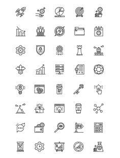 the icons are shown in black and white, including symbols for different types of items