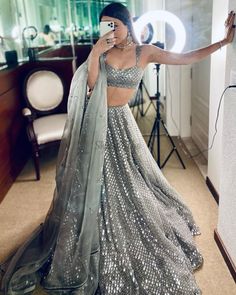 Silver Lehenga, Sequins Lehenga, Grey Lehenga, Sequin Lehenga, Indian Fits, Lehenga Choli Designs, Sabyasachi Lehenga, Indian Outfits Lehenga, Wedding Lehenga Designs