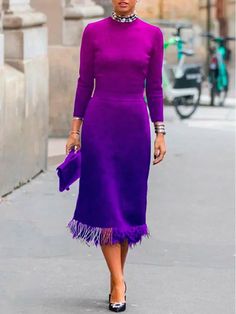 Olivia Mark - No-Belt Style for the Modern Woman Midi Design, Purple L, Purple Midi Dress, Belted Midi Dress, Belt Style, Blue Midi Dress, Collar Dress, Olivia Mark, Dress With Bow