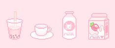 a pink background with different types of drinks