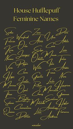 some handwriting that has been written on the back of a black background with gold lettering