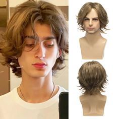 PRICES MAY VARY. Material:The mens curly wig is made of high quality heat resistant synthetic fibers, which is more durable and soft to the touch,just like the real hair,very close to the appearance of human hair. Wig cap:Male wigs has an adjustable and breathable Wig Cap so that you can adjust the hook inside the cap to the correct size to help you wear wig. Occasion:Man short wig perfect for Halloween, Anime Cosplay, Costume Party, Theme Parties, Weddings, Concerts, Christmas, Dating, Workplac Light Brown Hair Men, Male Wigs, Men Wigs, Brown Hair Men, Men's Wigs, Cute Couple Halloween Costumes, Wigs Synthetic, Natural Wigs, Short Layers