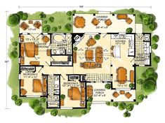 the floor plan for an apartment with three bedroom and two bathroom areas, including one living room