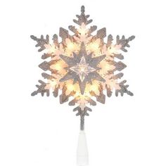 a lighted snowflake is shown against a white background