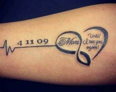 Mum Remembrance Tattoos, In Loving Memory Tattoos For Daughter, Heartbeat Tattoo Memorial Mom, Heart Beat Memorial Tattoos, In Memory Of Mum Tattoo Ideas, Mum Tribute Tattoo, Rip Mum Tattoo Ideas, Feminine Memorial Tattoos, Rip Mom Tattoos