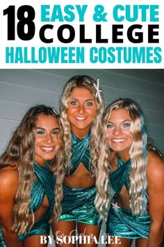 Ahh!! I'm obsessed with these 18 super hot college Halloween costumes. I mean, these mermaids are TOO cute! I am copying this costume for sure, and really excited to dress up for Halloween! Halloween Costumes Frat Party, College Party Halloween Costume Ideas, Trio College Halloween Costumes, Cute Mermaid Outfits, Costume Ideas For Halloween Party, Cute College Halloween Costumes Parties, 4 People Halloween Costumes College, Cute But Hot Halloween Costumes, Cute Mermaid Halloween Costumes