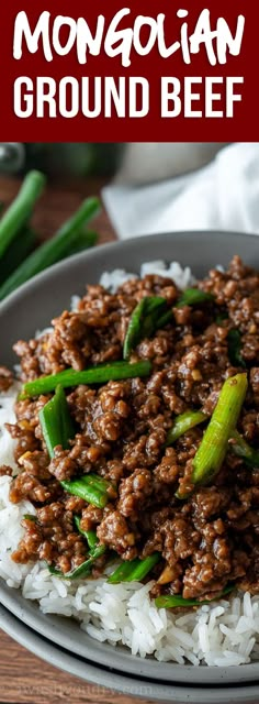 a plate with rice and ground beef on it