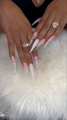 Bad B Nails, Pedicure Designs Toenails, Luminous Nails, Glamorous Nails, Long Square Acrylic Nails