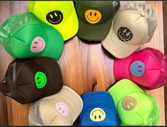 Looking for the perfect way to show off your personality? Check out our Smiley Trucker Hats! These hats are a great way to add a little fun to your outfit. They come in a variety of colors, so you can find the perfect one to match your style. Trendy Summer Hats For Streetwear, Trendy Summer Streetwear Hats, Fun Summer Streetwear Hats, Funky Summer Hats, Trendy Streetwear Hats For Spring, Trendy Baseball Cap For Outdoor, Trendy Adjustable Baseball Cap For Outdoor, Trendy One-size Hat For Streetwear, Trendy Multicolor Cap