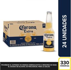 an advertisement for corona extra beer with the caption's image below it and in spanish