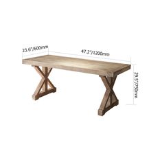 a wooden bench with measurements for the height and width on white background, side view