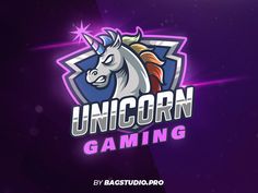 the unicorn gaming logo on a purple background