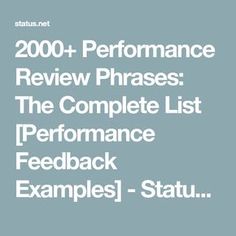 the text reads, 2000 + performance review phrases the complete list