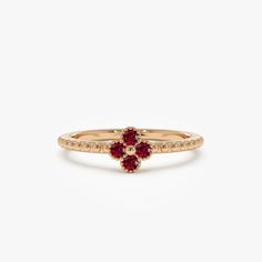 14k Ruby Clover Ring – FERKOS FJ Senior Rings, Clover Ring, Cute Engagement Rings, Local Jewelry, Princess Aesthetic, Dream Ring, Wardrobe Style, Wrap Rings, Jewelry Inspo