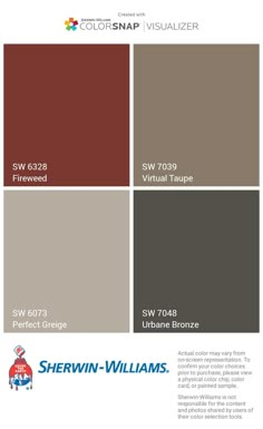 the color scheme for sherylin williams's new paint colors, including red and brown