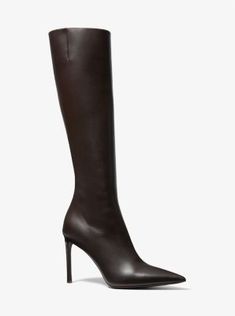 Crafted in Italy from buttery-smooth leather, our show-stopping Tatjana boot features a knee-high shaft and leg-lengthening pointed toe. An interior zip fastening makes this pair easy to slip on and off. Endlessly versatile, they will look chic styled with dresses and denim alike. Boot Heels, Iconic Shoes, Celebrity Style Icons, Shoes High Heels, Stiletto Boots, Michael Kors Collection, Leather Boot, Shoe Closet, Brown Leather Boots