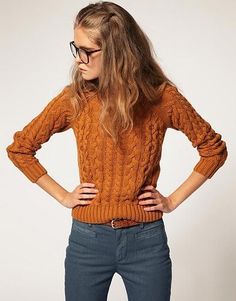 love this sweater. Looks Jeans, Aran Sweater, Studio 54, Orange Sweaters, Geek Chic, Kate Moss, Looks Style, Mode Inspiration