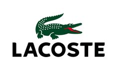 the lacoste logo is shown in black and white with an alligator's head