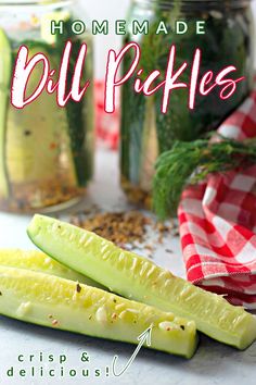 homemade dill pickles recipe with text overlay