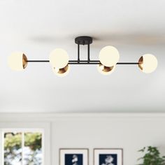 an overhead light fixture in a living room