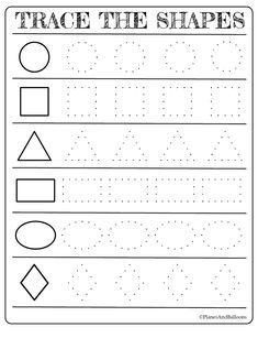 trace the shapes worksheet for kids to practice their handwriting and writing skills on