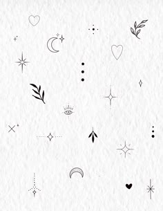 the back side of a white paper with black ink on it and various different designs