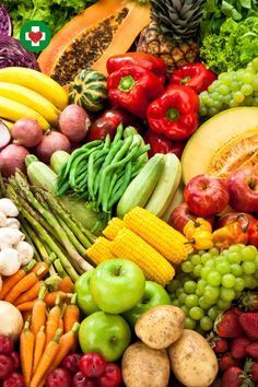 many different types of fruits and vegetables together