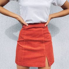 Gorgeous range of mini a-line skirt with small side split. Wear it with warm tights and your favourite boots Harajuku Skirt, Midi Skirt Casual, Rok Mini, Aesthetic Clothing Stores, Corduroy Mini Skirt, Indie Girl, Skirt Casual, Vintage Corduroy, Skirt Summer