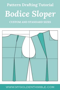 the front and back view of a sewing pattern for a bodice sloper