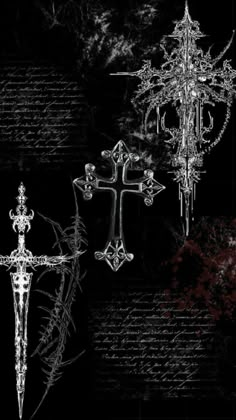 three different types of crosses on a black background