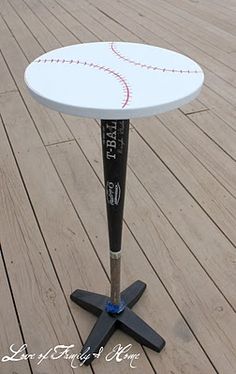 a table with a baseball design on it