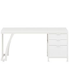 a white desk with two drawers on it