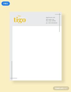 the tigo business letterhead is shown in yellow and white, with an orange logo on