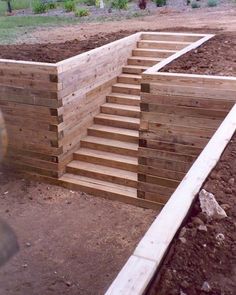 the stairs are made out of wood and ready to be built into an outdoor area