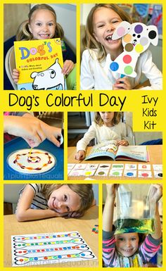 children are playing with their dog's colorful day activities and crafts for the kids