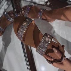 Fancy Sandals, Bling Sandals, Pretty Sandals, Rhinestone Sandals, Womens Summer Shoes, Girly Shoes, Stylish Sandals, Cute Sandals, Jelly Sandals