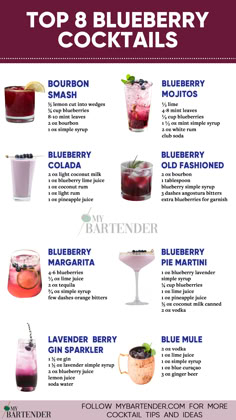 Top 20 Blueberry Cocktails to Try Cocktail With Blueberries, Blueberry Cucumber Martini, Lavender Blueberry Cocktail, Blueberry Juice Cocktail, Blueberry Lavender Lemonade Cocktail, Blueberry Basil Lemonade, Blueberry Martini Recipes, Blueberry Tequila Cocktail, Fathers Day Cocktails