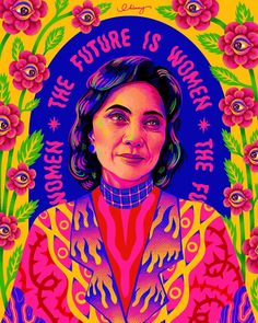 an image of a woman with flowers on her chest and the words'the future is work here '