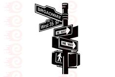 the street signs are clearly visible for us to see in this graphic art printable