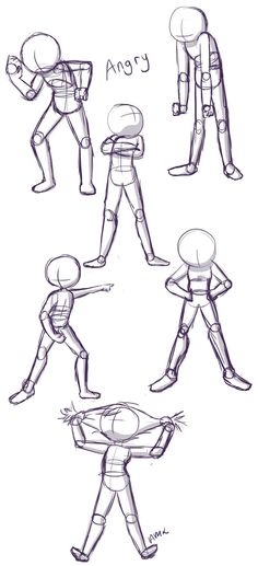 some sketches of people doing different poses