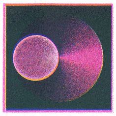 an image of two circles on a black background with pink and yellow highlights in the middle