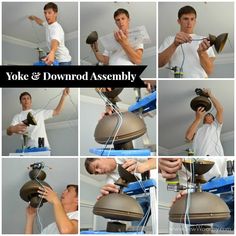 a collage of photos showing how to use a hair dryer