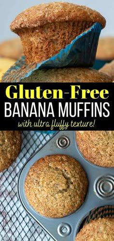 gluten - free banana muffins with ultra fluffy texture in the middle