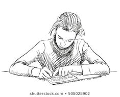 a person sitting at a table with a book and pen in their hand, writing