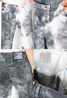 "Vintage 90s Reworked Grey White Tie Dye Jeans Mens Denim Pants Marked size: 34/44 Estimated Size: 32\" Inside leg: 27.6 In (70 cm) Jeans total length: 37.8 In (96 cm) Waist: 32.3 In (82 cm) Rise: 11.5 In (29 cm) Material: 100% cotton The model in this pic is 180cm (5ft 10) Be sure to contact us with any questions :) Follow us on IG or TikTok - magicxkale" Vintage Acid Wash Cotton Bottoms, Vintage Faded Pants For Spring, Vintage Acid Wash Bottoms With Pockets, Reworked Faded Cotton Bottoms, Faded Reworked Cotton Bottoms, Vintage Reworked Wide Leg Jeans, Vintage Wide Leg Reworked Jeans, Vintage Reworked Faded Bottoms, Blue High Waisted Jeans