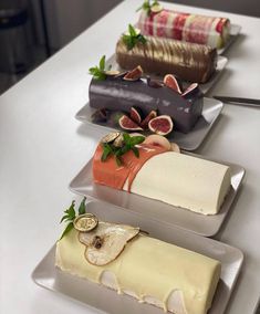 three plates with different types of food on them