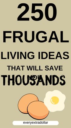 a poster with the words 250 frugal living ideas that will save thousands dollars