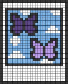 a cross stitch pattern with purple and blue flowers