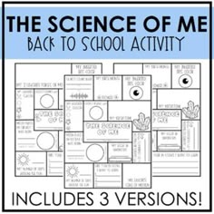 the science of me back to school activity includes 3 versions